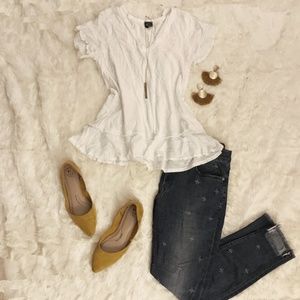 Anthropologie Peplum Hem White t-Shirt
